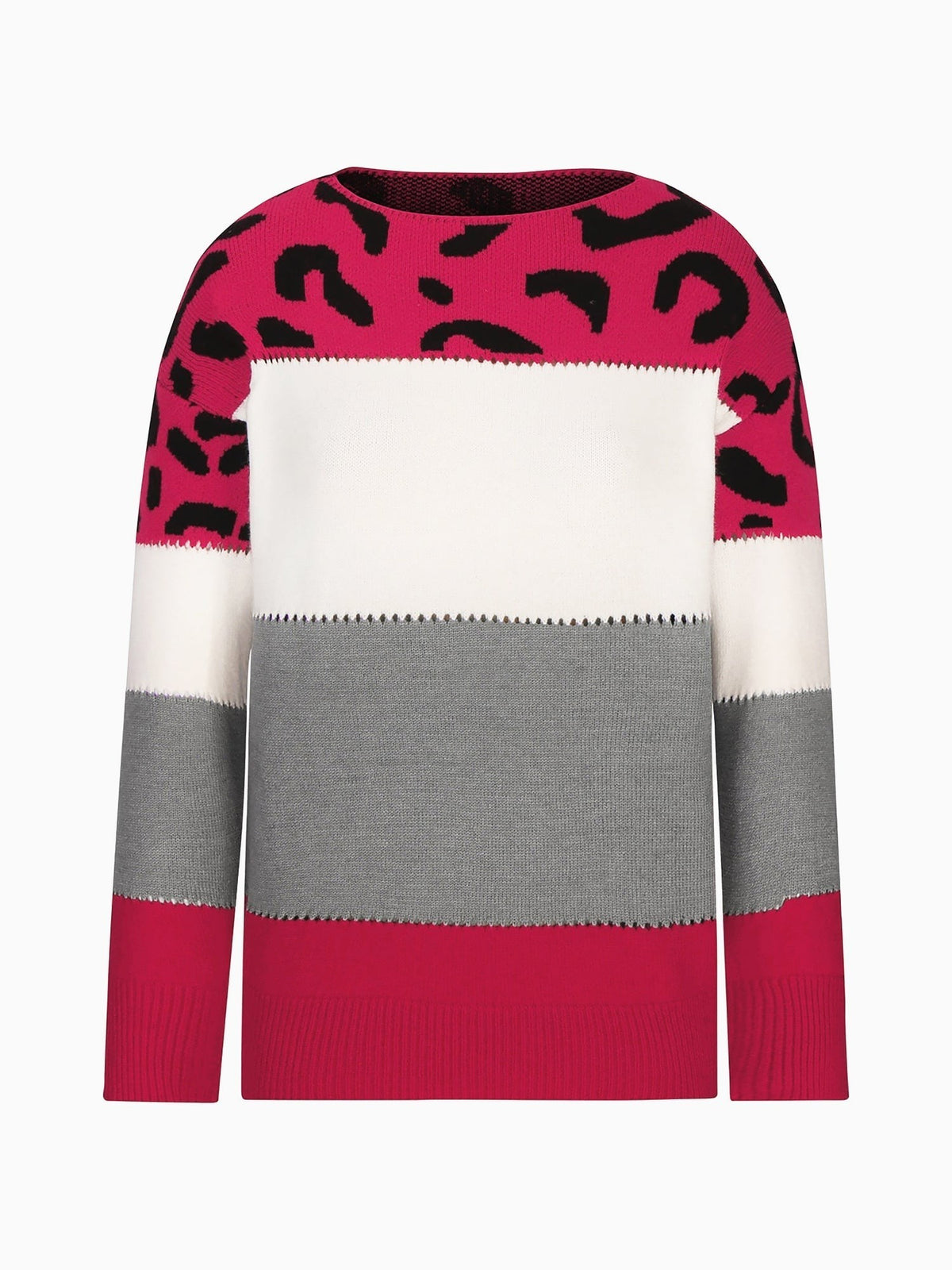 Clemence | Sweat-Shirt pour Femme Imprimé Léopard Colorblock Col Rond Tricot - Beige