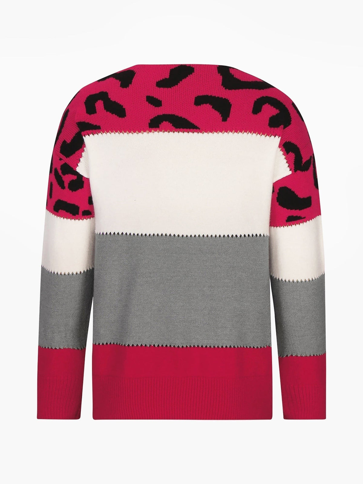 Clemence | Sweat-Shirt pour Femme Imprimé Léopard Colorblock Col Rond Tricot - Beige