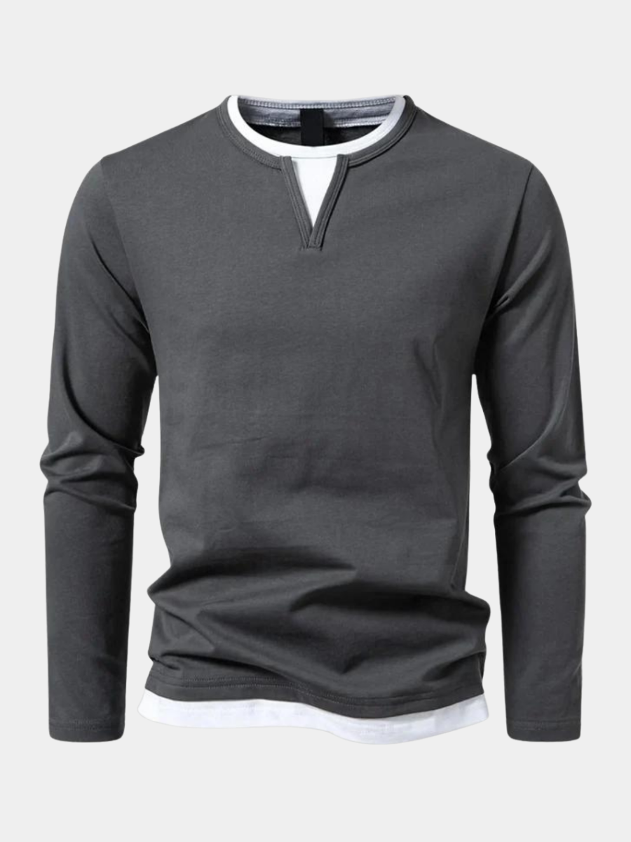 Clement | Pour Homme Pull Col V Coton Premium Coupe Épurée - Gris
