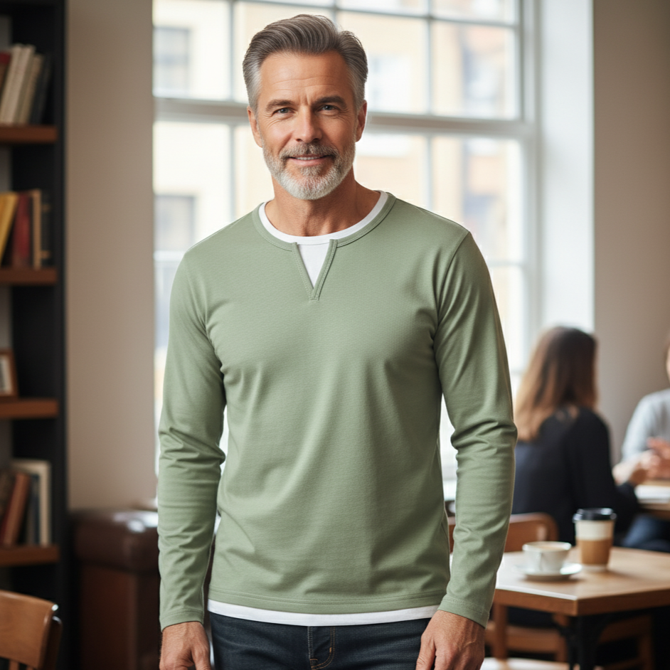 Clement | Pour Homme Pull Col V Coton Premium Coupe Épurée - Gris