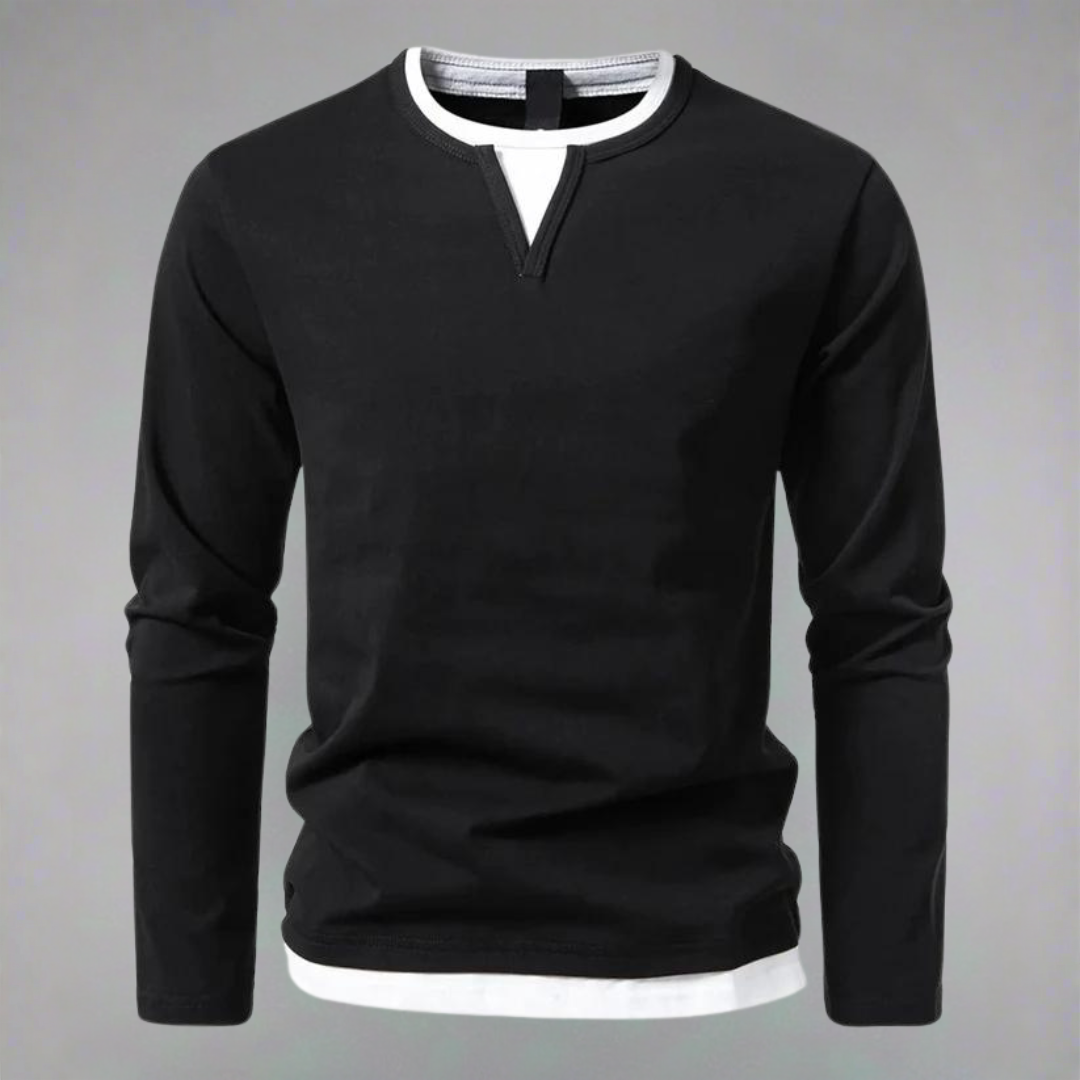 Clement | Pour Homme Pull Col V Coton Premium Coupe Épurée - Noir