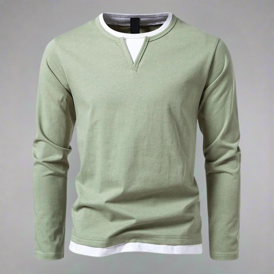Clement | Pour Homme Pull Col V Coton Premium Coupe Épurée - Vert