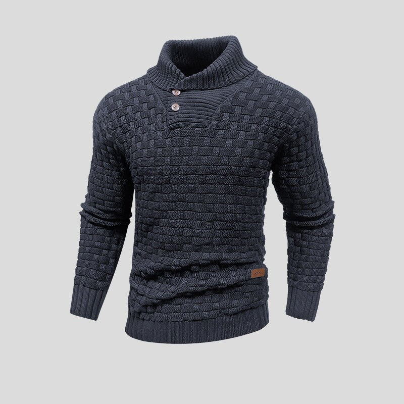 Clement | Pull Homme Col Haut Coton Bambou Tricot Flexible - Charbon