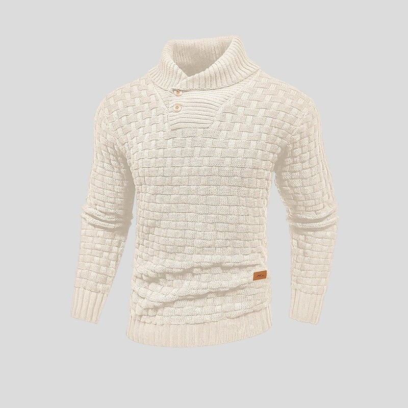 Clement | Pull Homme Col Haut Coton Bambou Tricot Flexible - Crème