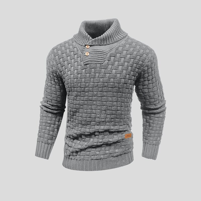 Clement | Pull Homme Col Haut Coton Bambou Tricot Flexible - Gris