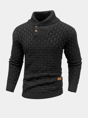 Clement | Pull Homme Col Haut Coton Bambou Tricot Flexible - Noir