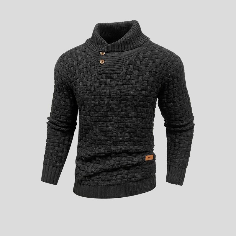 Clement | Pull Homme Col Haut Coton Bambou Tricot Flexible - Noir