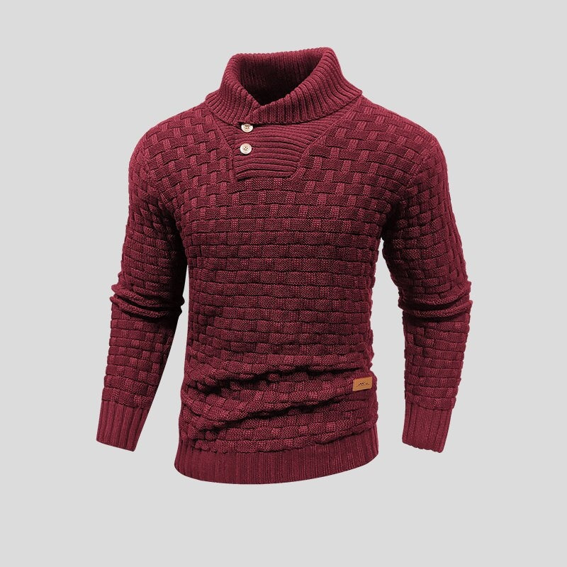 Clement | Pull Homme Col Haut Coton Bambou Tricot Flexible - Rouge