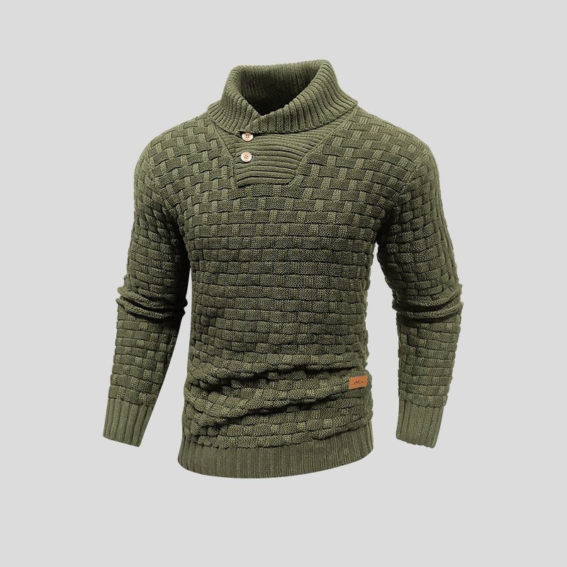 Clement | Pull Homme Col Haut Coton Bambou Tricot Flexible - Vert