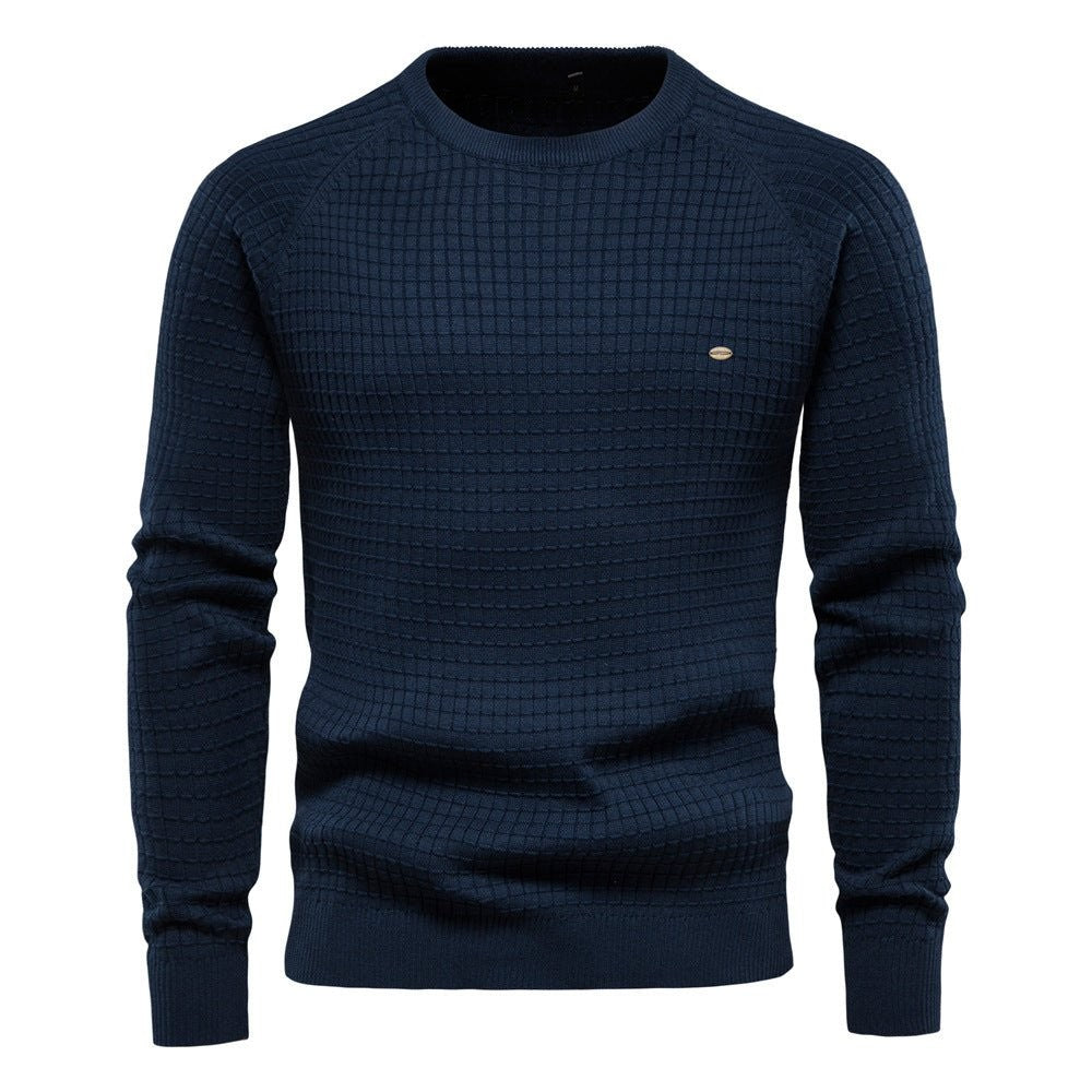 Clement | Pull Homme Structuré Manches Longues Coupe Décontractée - Bleu Marine