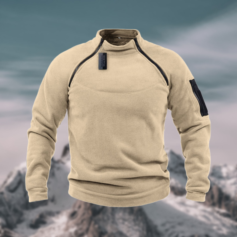 Clement | Pull-over pour Homme Coupe Ample Demi-Zip Col Montant Printemps - Beige