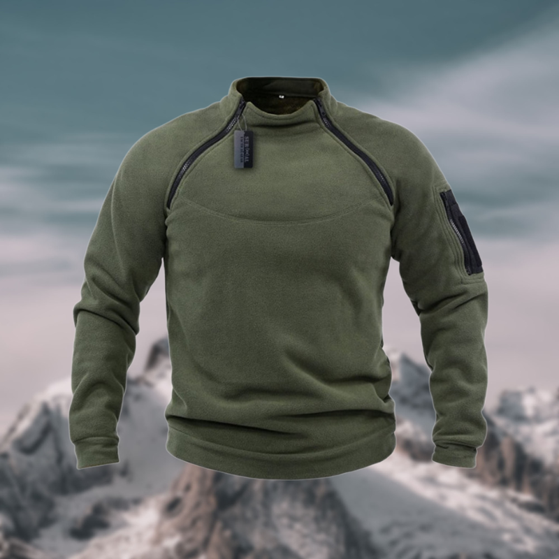 Clement | Pull-over pour Homme Coupe Ample Demi-Zip Col Montant Printemps - Vert