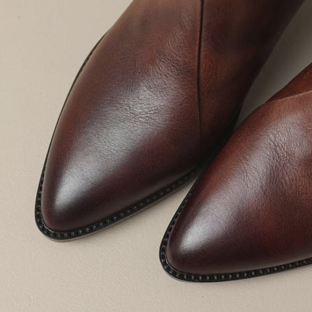 Elise | Bottines Femme Bout Pointu Talon Bloc Bas Fermeture Éclair - Noir
