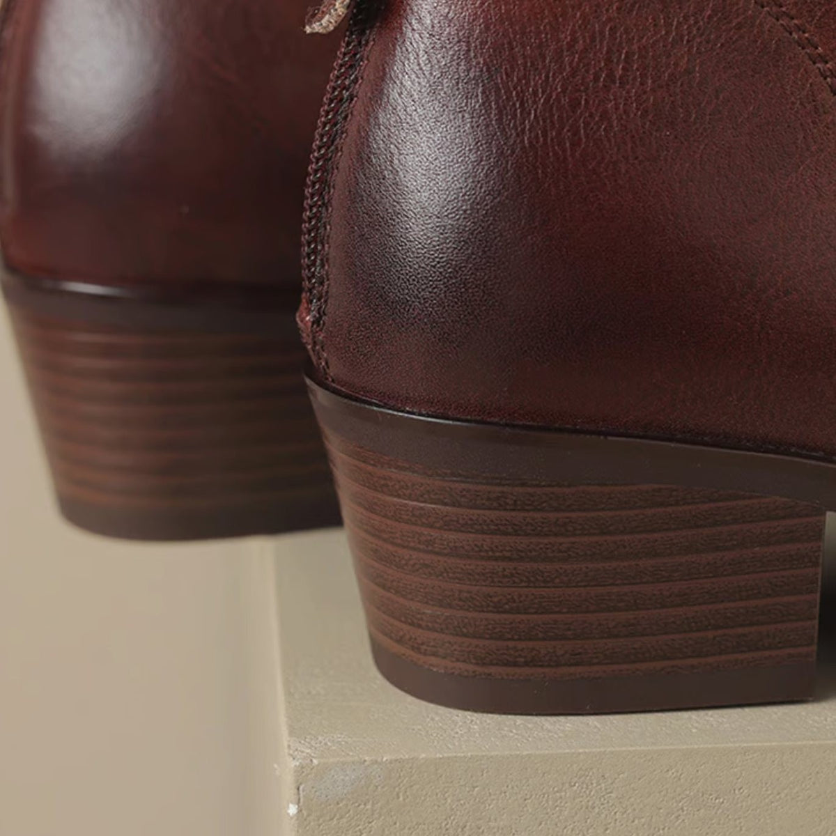 Elise | Bottines Femme Bout Pointu Talon Bloc Bas Fermeture Éclair - Noir