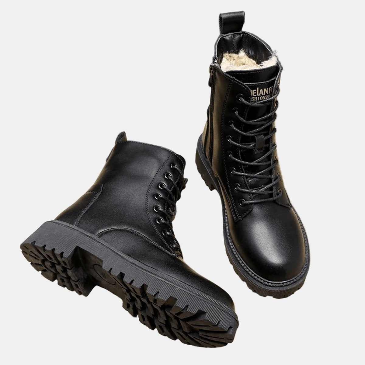 Elise | Bottines Femme Doublure Polaire Lacées Semelle Chunky - Unique
