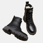 Elise | Bottines Femme Doublure Polaire Lacées Semelle Chunky - Unique