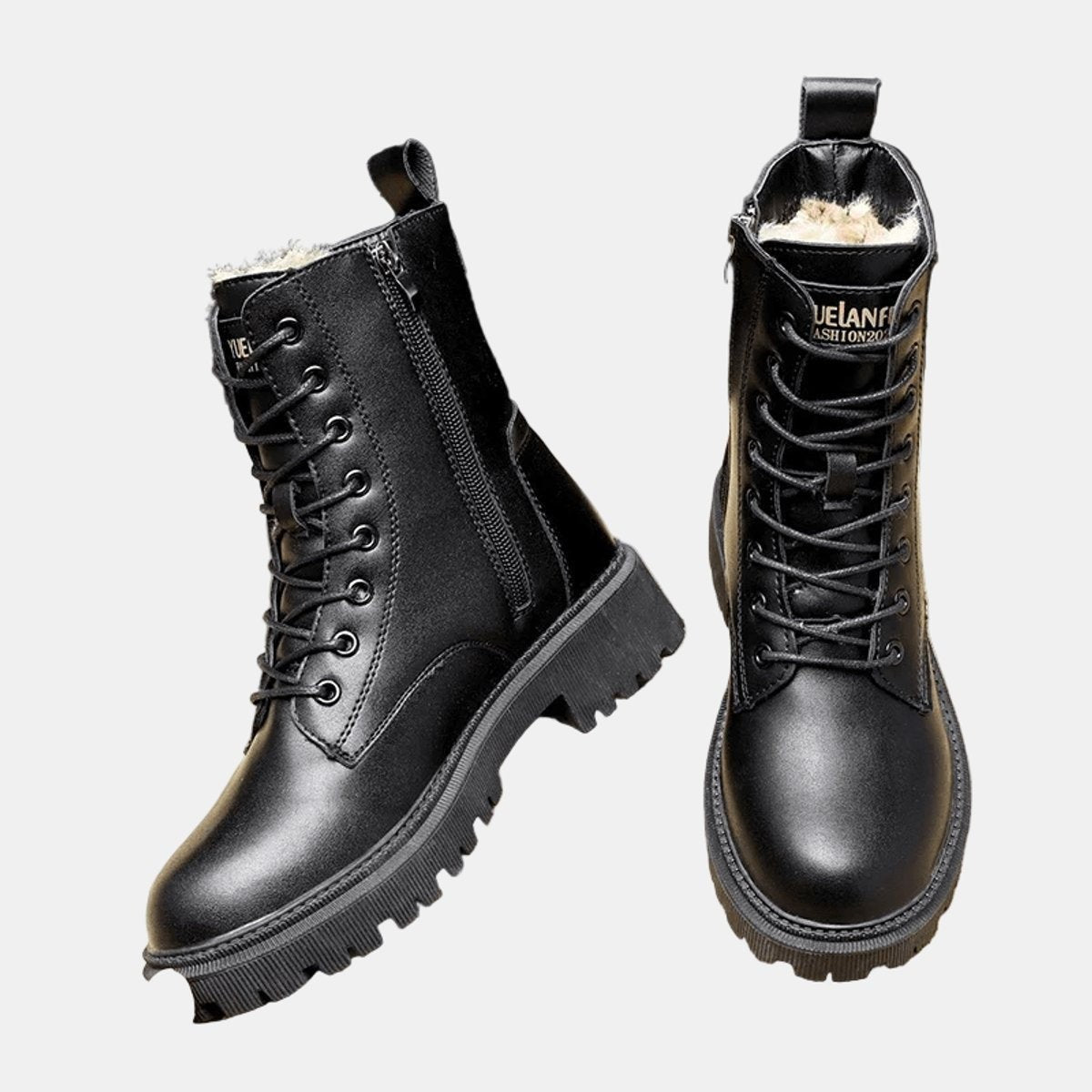 Elise | Bottines Femme Doublure Polaire Lacées Semelle Chunky - Unique