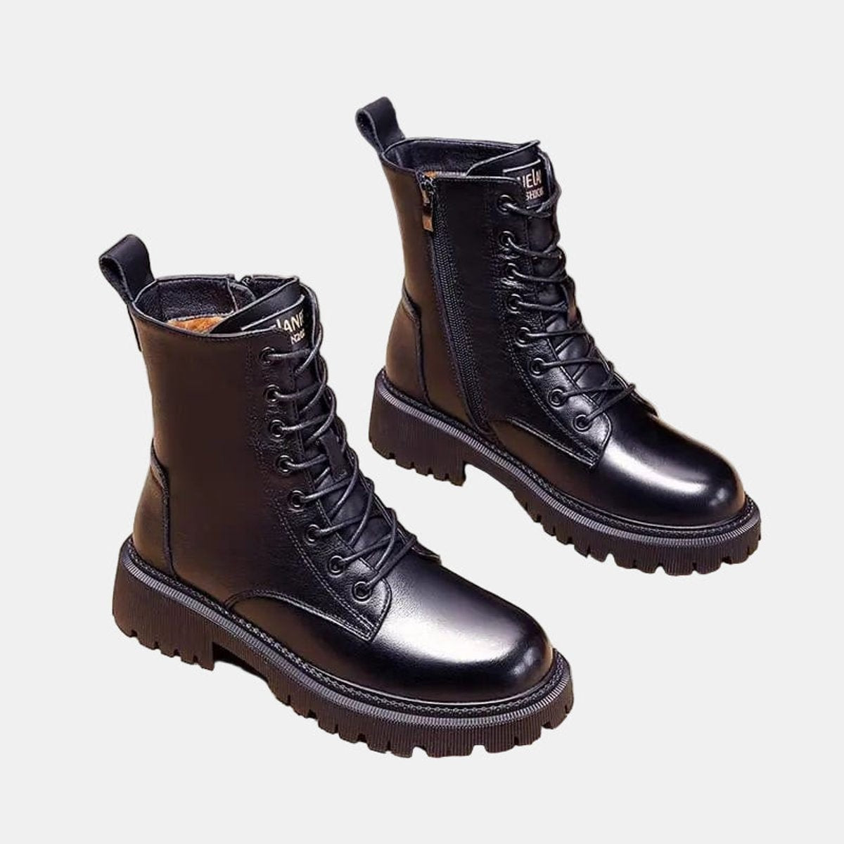 Elise | Bottines Femme Doublure Polaire Lacées Semelle Chunky - Unique
