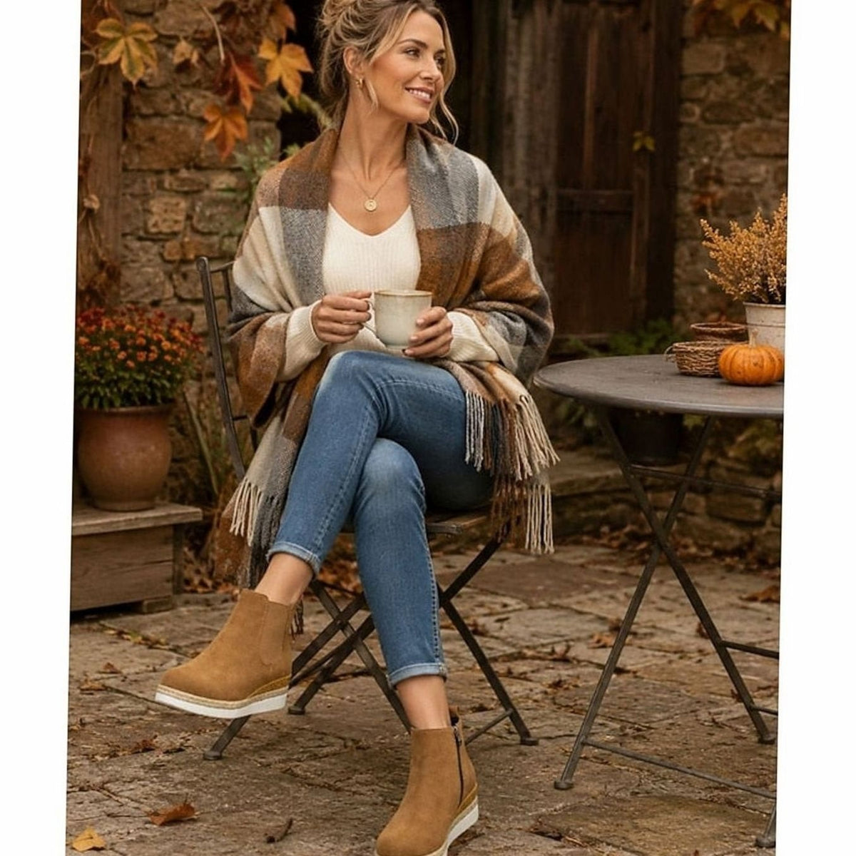 Elise | Bottines Femme Talon Compensé Suède Fermeture Éclair Latérale - Marron