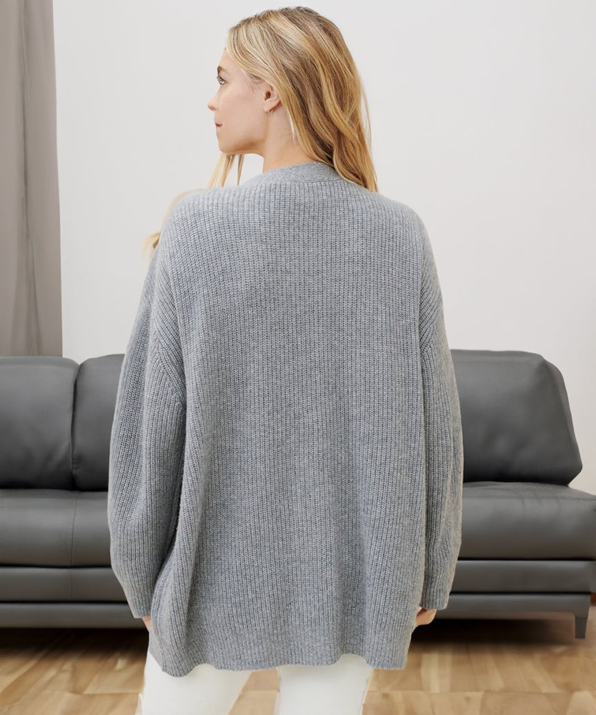 Elise | Cardigan pour Femme Coupe Ample Tricot Structuré Fermeture Boutonnée - Beige
