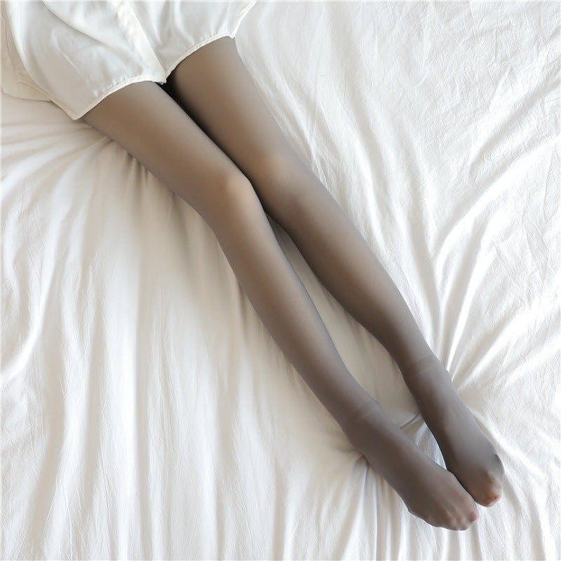 Elise | Collant Polaire pour Femme Doublé Nylon Confort Thermique - Gris Clair