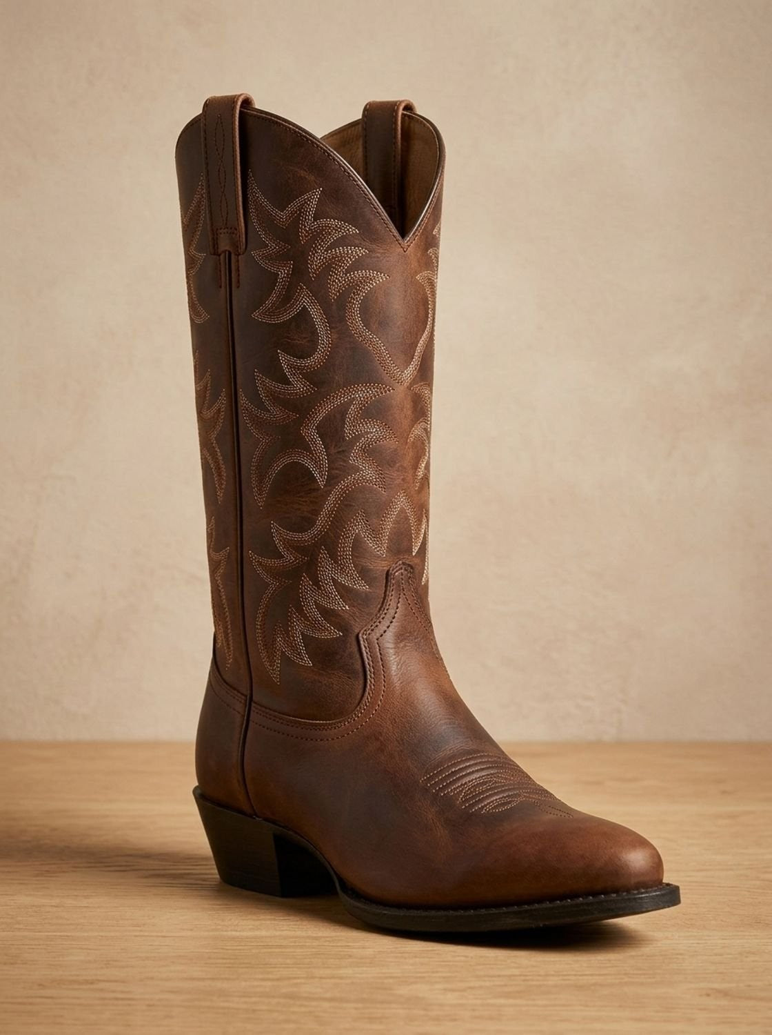 Elise | Dames Broderie Western Talon Bloc Botte Mi-Mollet Bout Pointu - Noir