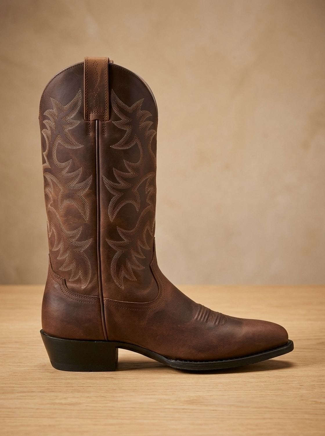 Elise | Dames Broderie Western Talon Bloc Botte Mi-Mollet Bout Pointu - Noir