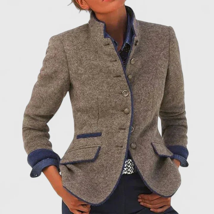 Elise | Gilet pour Femme Coupe Droite Boutonnage Formel - Caramel