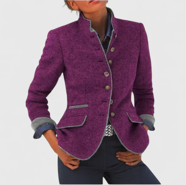 Elise | Gilet pour Femme Coupe Droite Boutonnage Formel - Violet