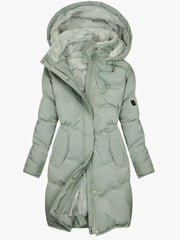 Elise | Manteau d'hiver pour Femme Long Capuche Simili-fourrure Doublure Chaude - Vert