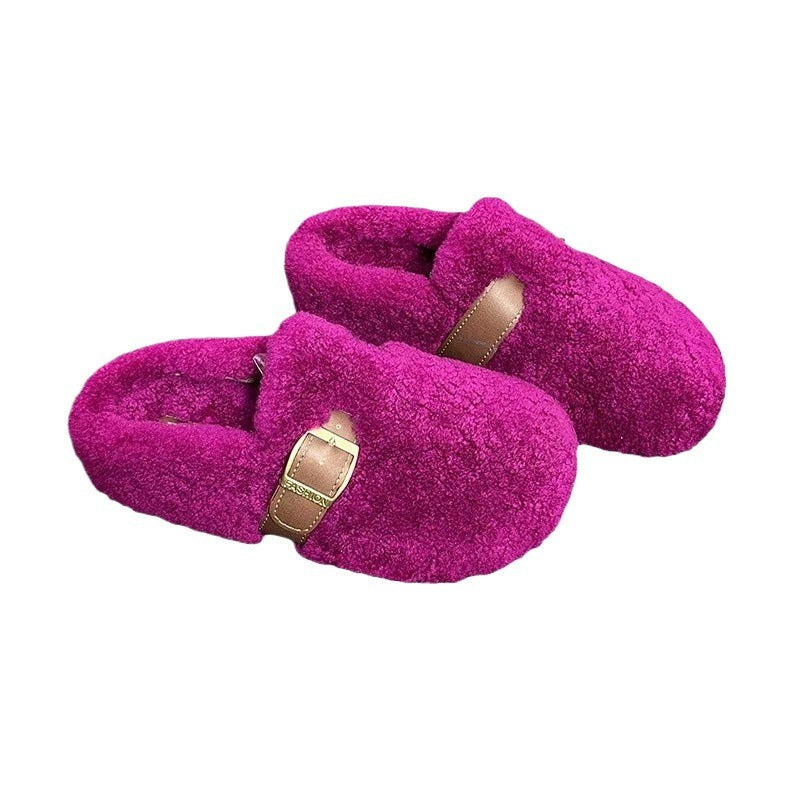 Elise | Pantoufles Femme Fourrure Douce Détail Boucle Semelle Antidérapante - Fruit Du Dragon