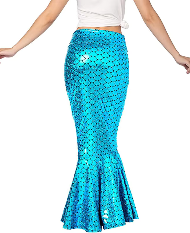 Elise | Pour Femme Déguisement Halloween Jupe Maxi Écailles Iridescentes Sirène Chaîne de Perles - Violet