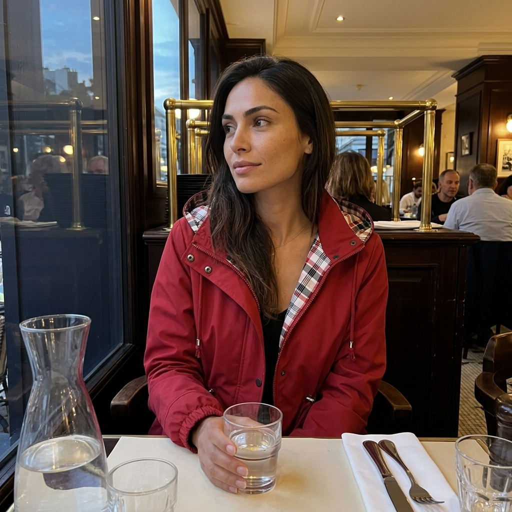 Elise | Pour Femme Imperméable Long Capuche Détachable Doublure Carreaux - Noir