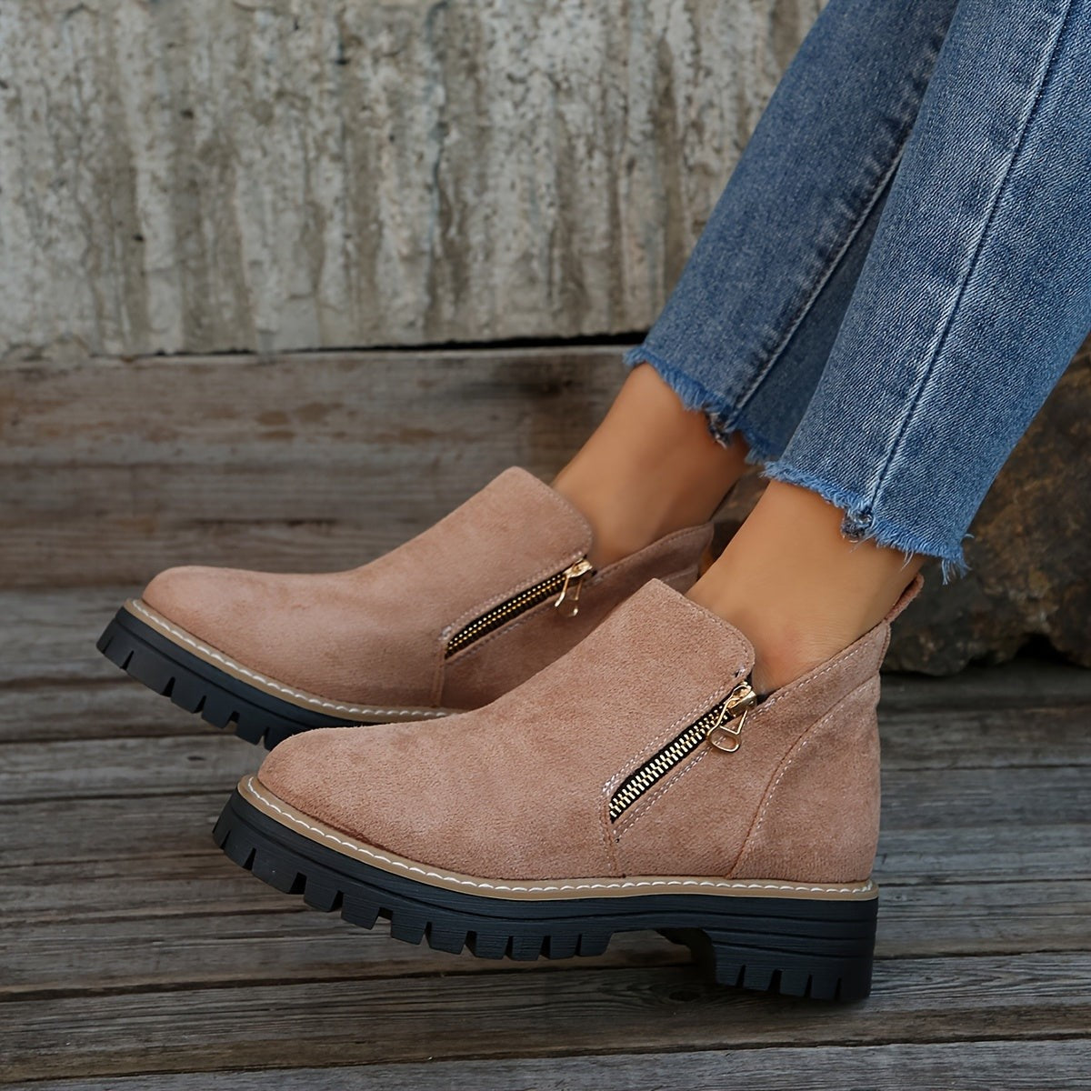 Emma | Bottines Femme Soutien Orthopédique Fermeture Éclair - Beige