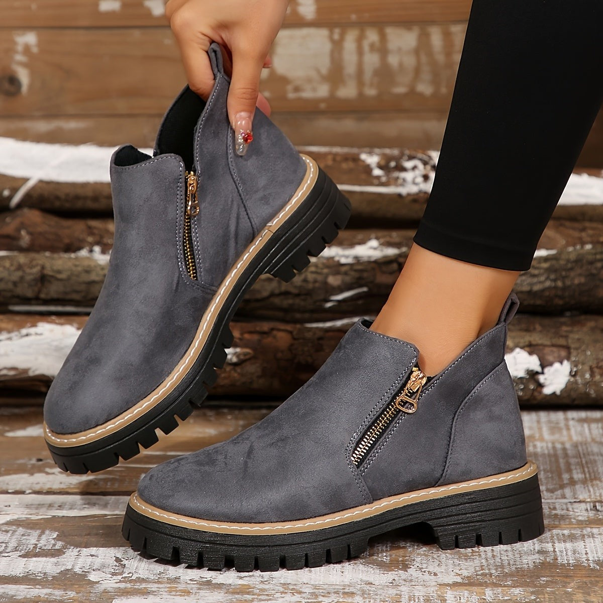 Emma | Bottines Femme Soutien Orthopédique Fermeture Éclair - Beige