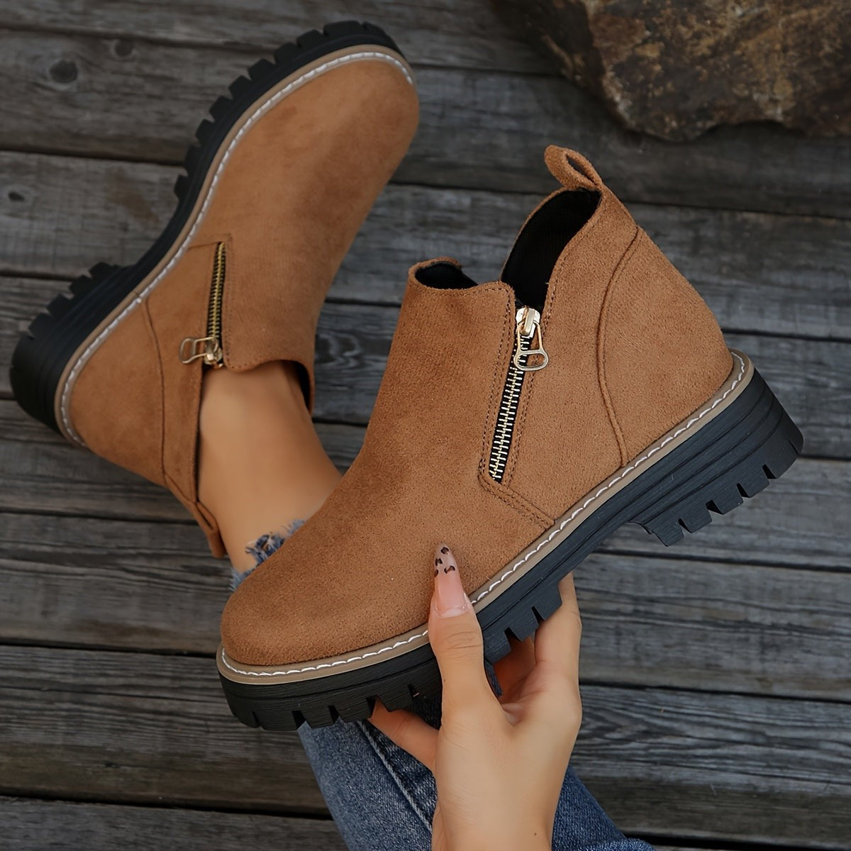 Emma | Bottines Femme Soutien Orthopédique Fermeture Éclair - Beige