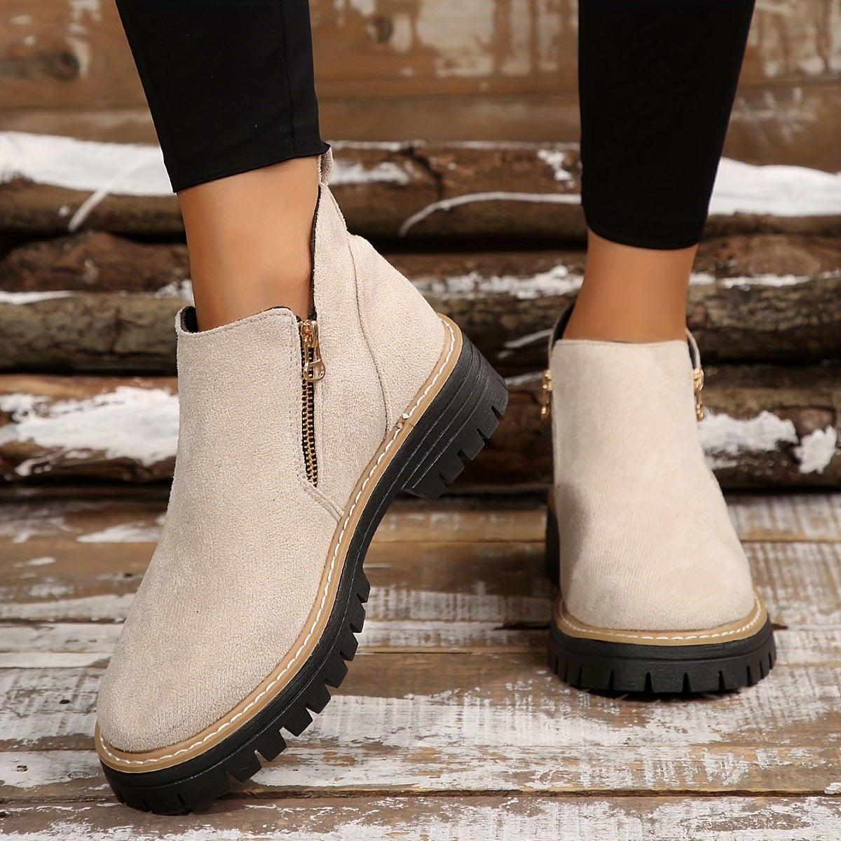 Emma | Bottines Femme Soutien Orthopédique Fermeture Éclair - Beige