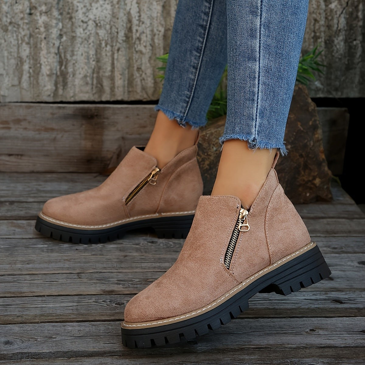 Emma | Bottines Femme Soutien Orthopédique Fermeture Éclair - Beige