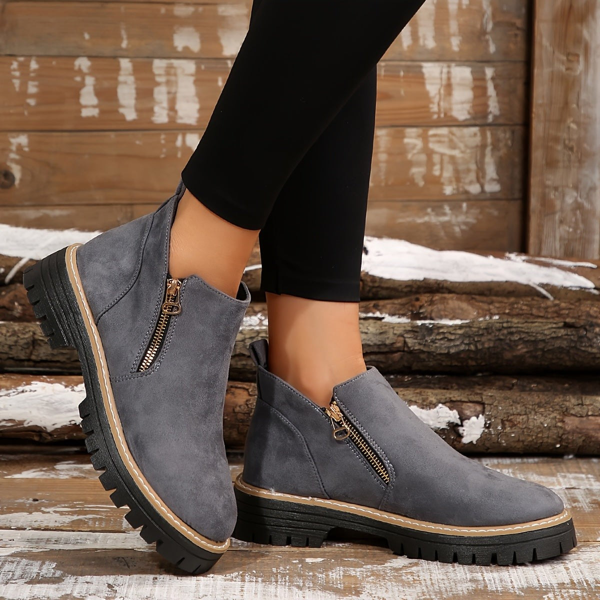 Emma | Bottines Femme Soutien Orthopédique Fermeture Éclair - Gris
