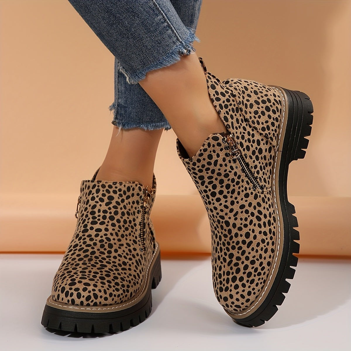 Emma | Bottines Femme Soutien Orthopédique Fermeture Éclair - Imprimé Léopard