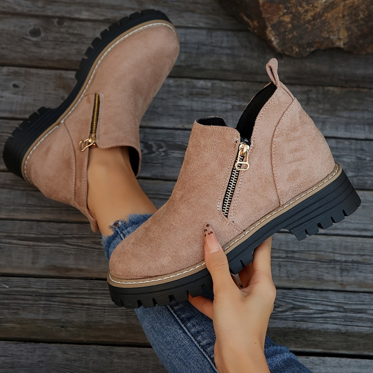 Emma | Bottines Femme Soutien Orthopédique Fermeture Éclair - Rose