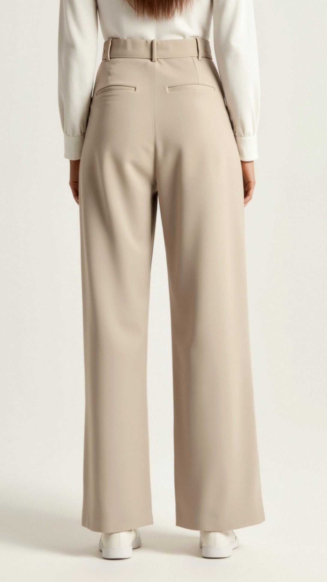 Emma | Pantalon pour Femme Taille Haute Coupe Ample Printemps - Beige