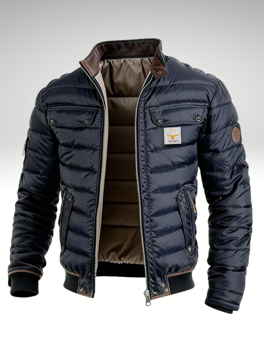 Ethan | Doudoune Homme Matelassée Rits Doublée Talon Montant - Bleu Marine