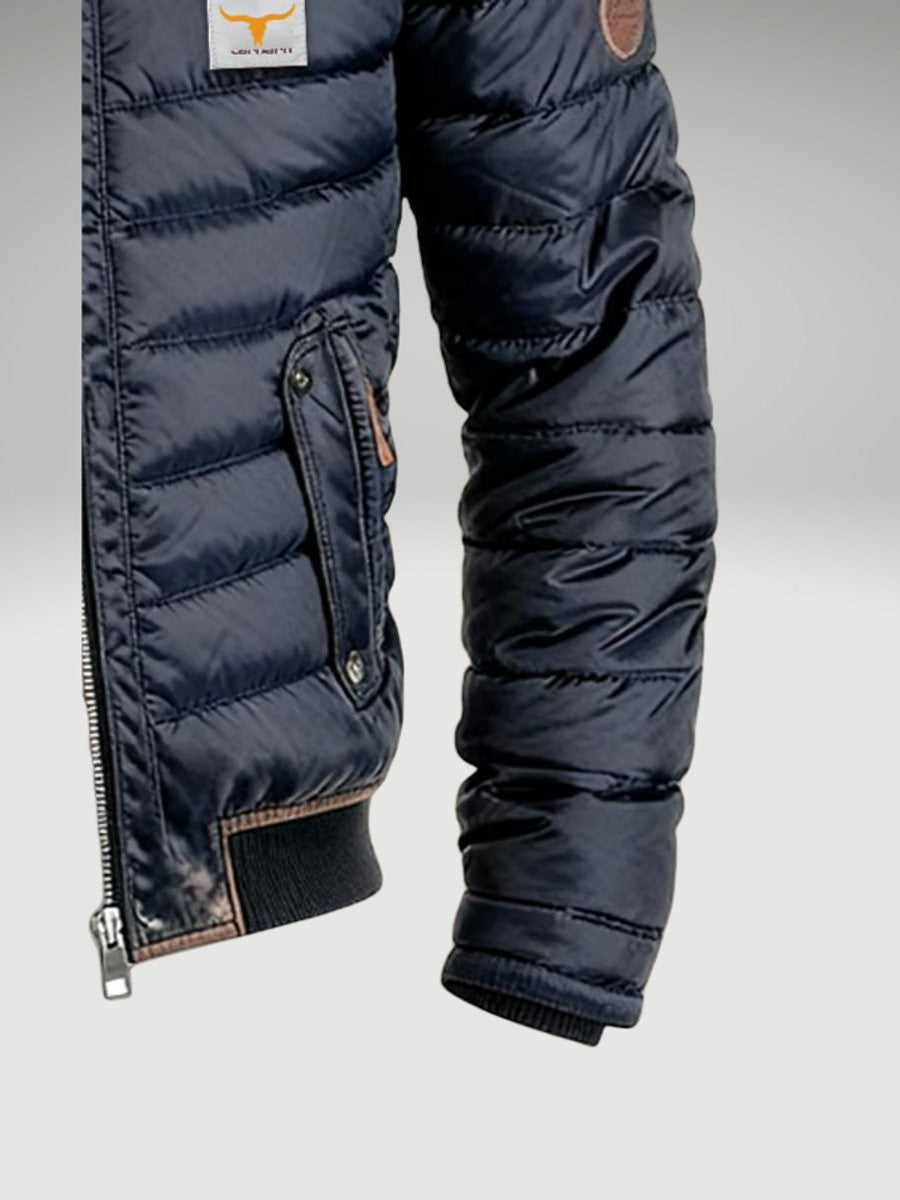 Ethan | Doudoune Homme Matelassée Rits Doublée Talon Montant - Bleu Marine