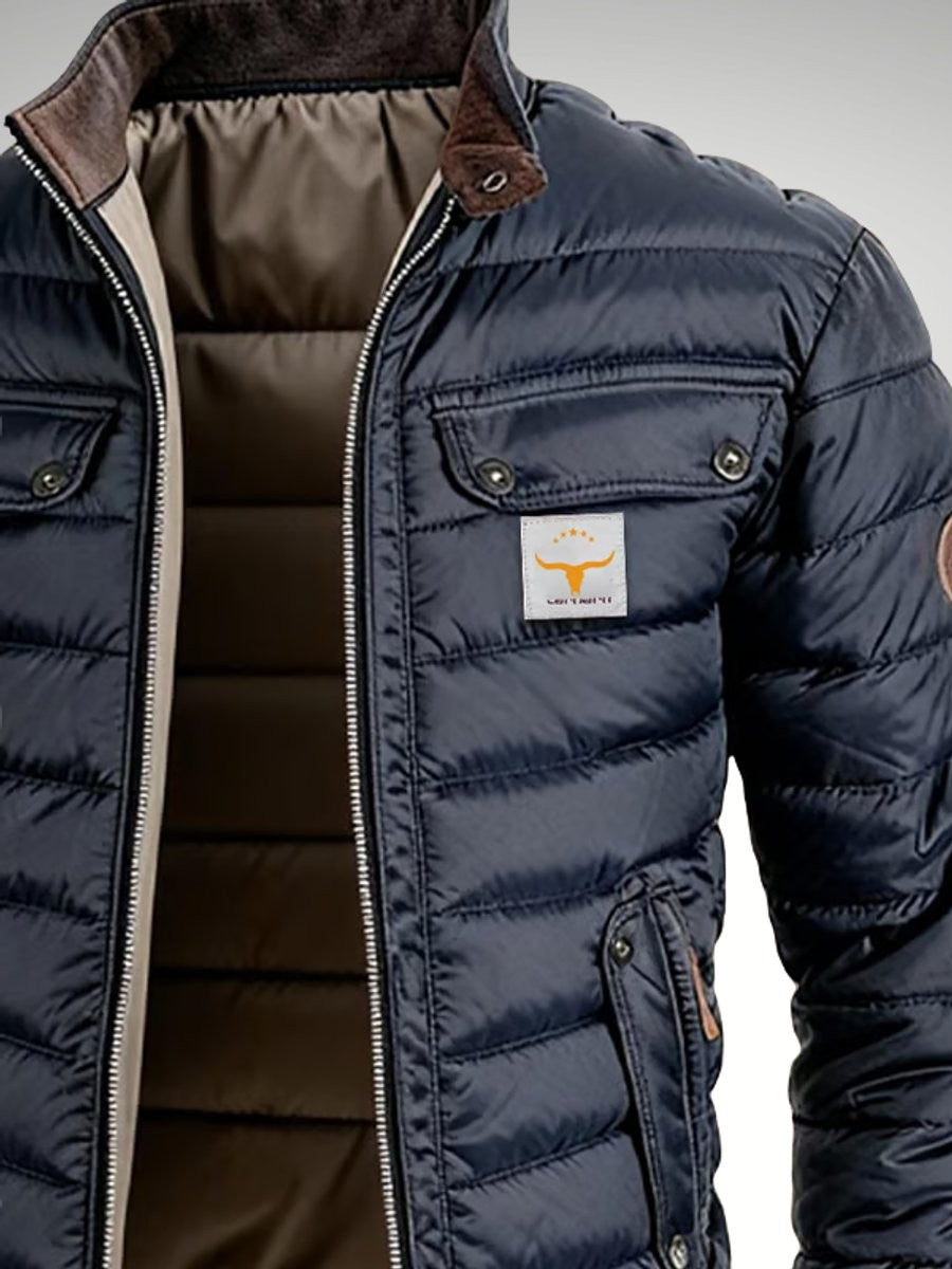 Ethan | Doudoune Homme Matelassée Rits Doublée Talon Montant - Bleu Marine