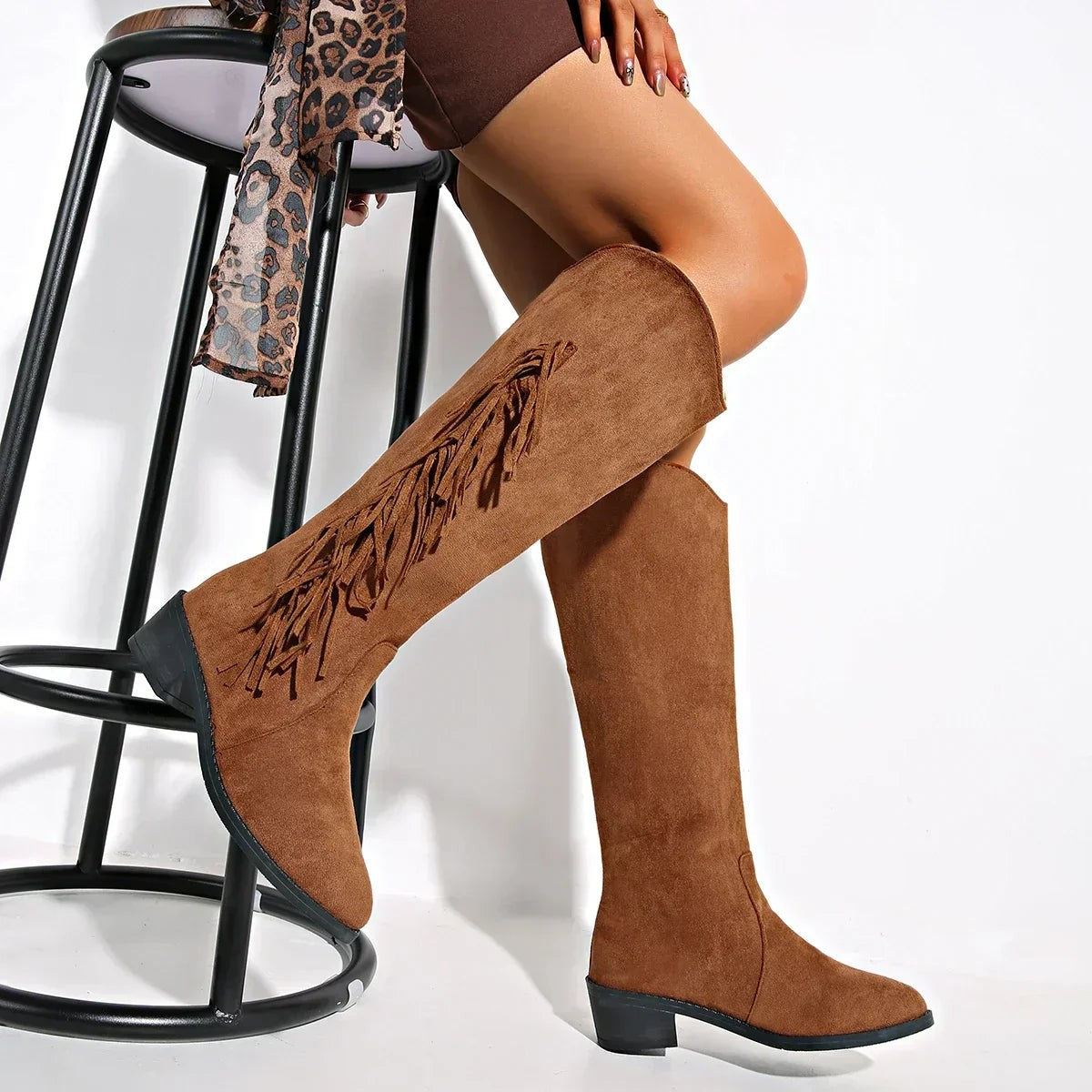 Ethan | Pour Femme Bottes de Rue simili-cuir Semelle Rembourrée Talon - Marron