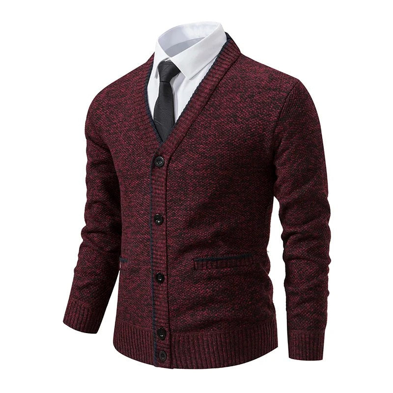 Ethan | Pull pour Femme Col en V Coupe Régulière Tricot Laine - Rouge