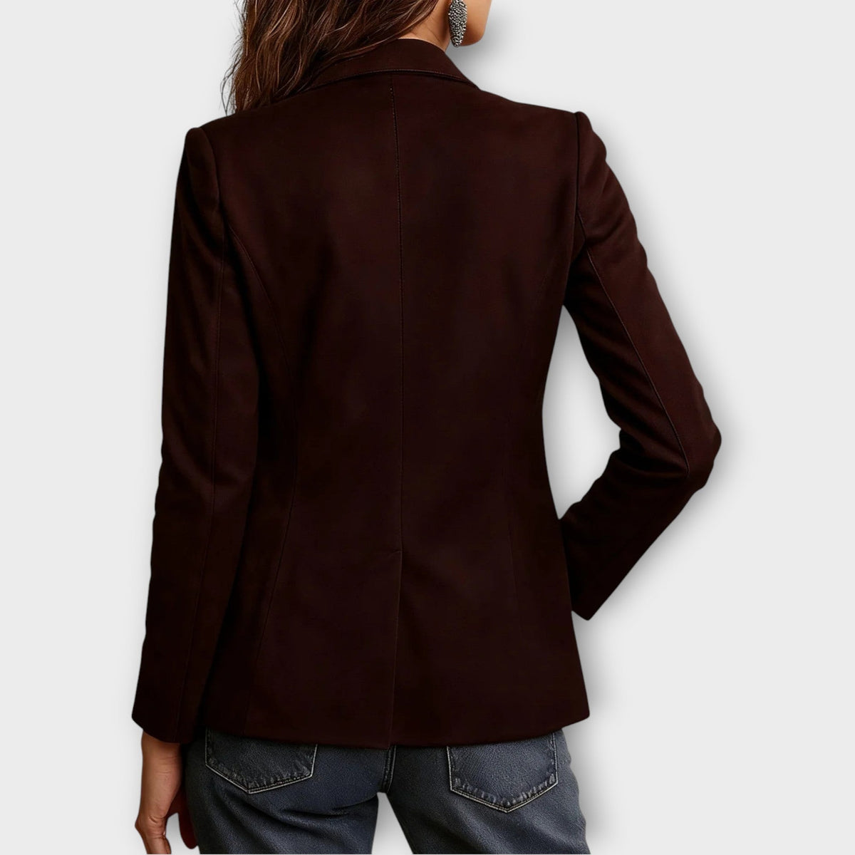 Eva | Blazer pour Femme Vintage Daim Marron Coupe Ajustée Boutons - Marron
