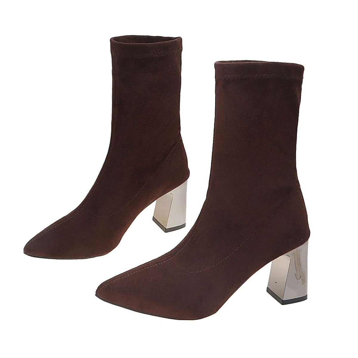Eva | Bottines pour Femme Simili-Daim Talon Large Semelle Rembourrée - Marron