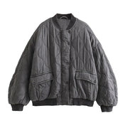Eva | Pour Femme Coupe Ample Bomberjacke Matelassée Grise Manches Longues - Gris